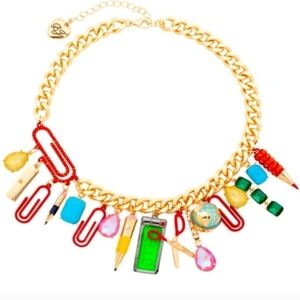 Betsey Johnson Teacher Faux Stone Back To School Statement 16" Necklace